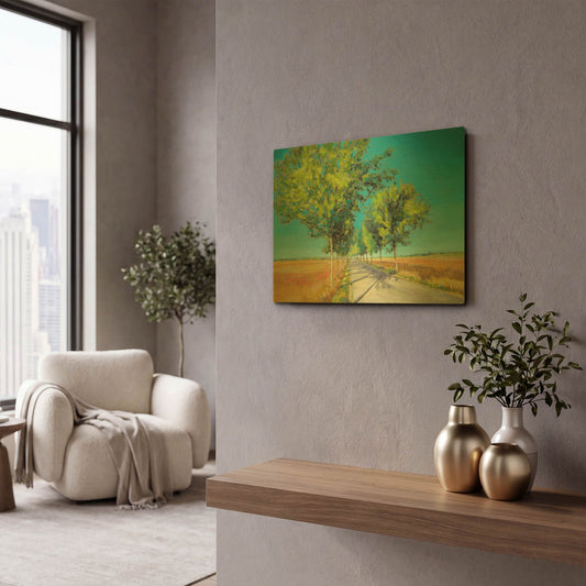 'Avenue of Trees Champagne France IV' By Jennifer Gardner Gold Metal Wall Art