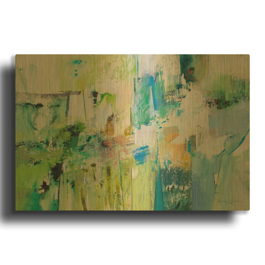 'Blue and Green Series 4' By Jennifer Gardner Gold Metal Wall Art