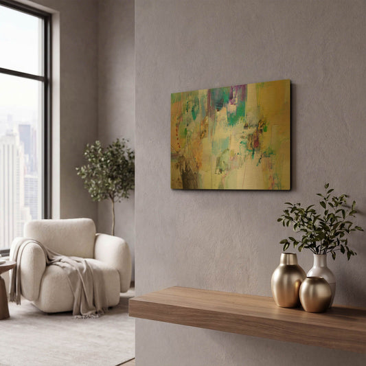 'Blue and Green Series 3' By Jennifer Gardner Gold Metal Wall Art