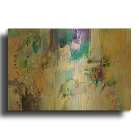 'Blue and Green Series 3' By Jennifer Gardner Gold Metal Wall Art