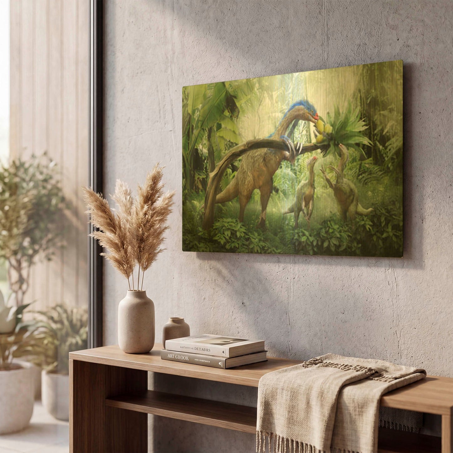 'Therizinosaurus Family' By Damir Martin Gold Metal Wall Art