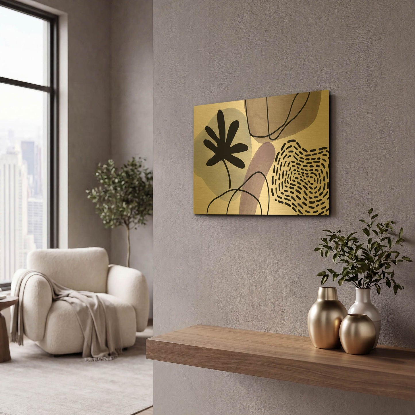 'Lawn in the Woods 9' By Irena Orlov Gold Metal Wall Art