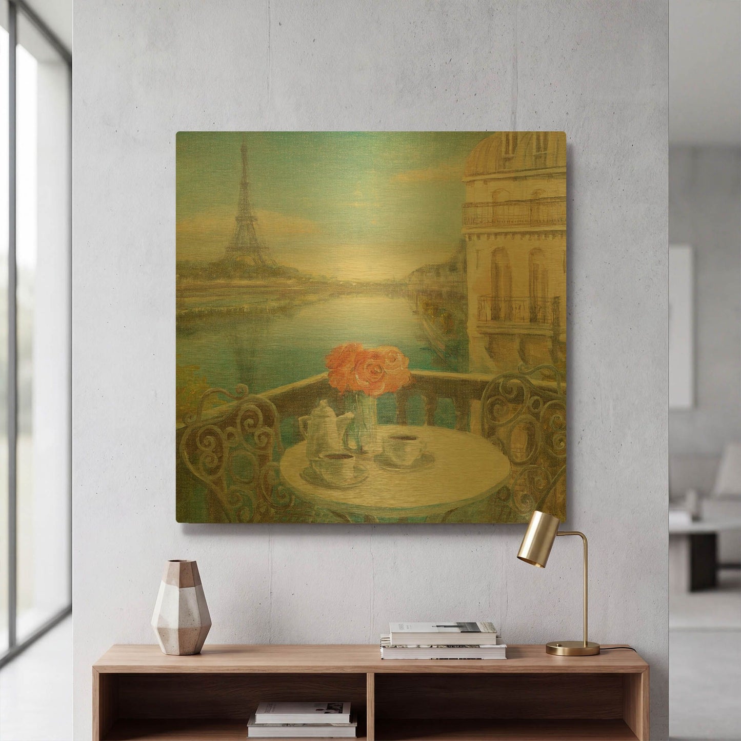 'Morning on the Seine' By Danhui Nai Gold Metal Wall Art