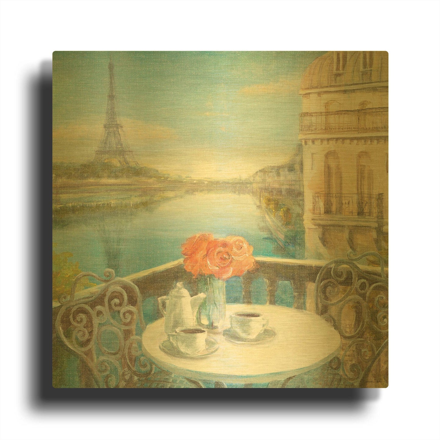 'Morning on the Seine' By Danhui Nai Gold Metal Wall Art