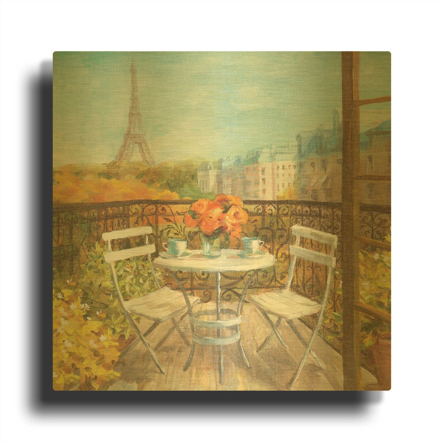 'September In Paris' By Danhui Nai Gold Metal Wall Art