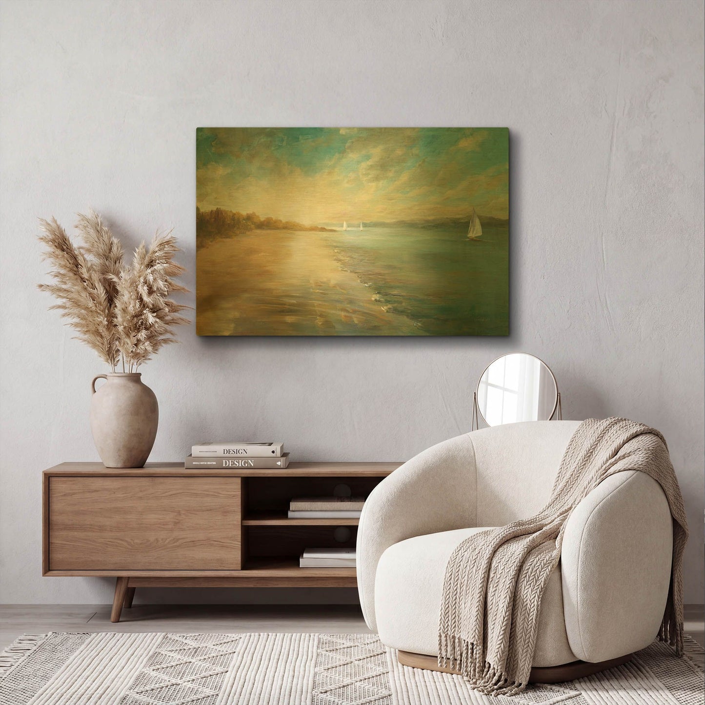 'Coastal Glow' By Danhui Nai Gold Metal Wall Art