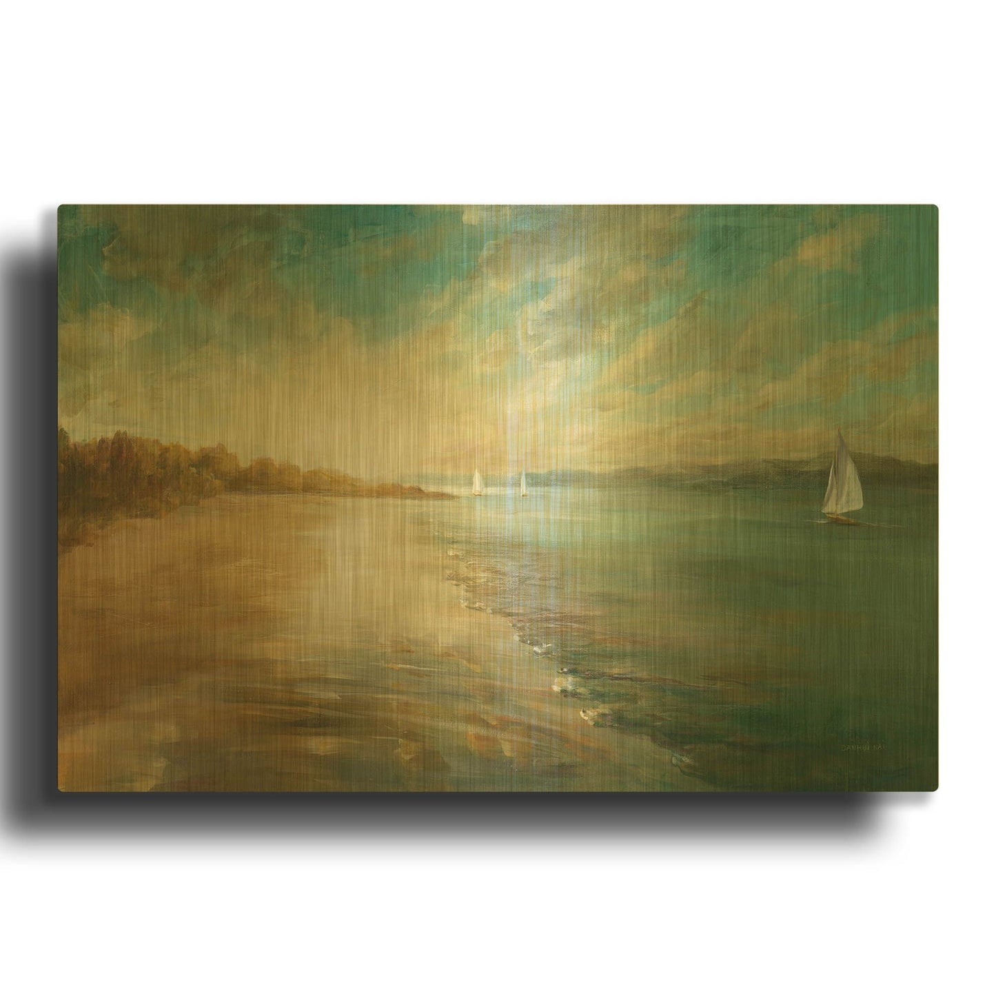 'Coastal Glow' By Danhui Nai Gold Metal Wall Art