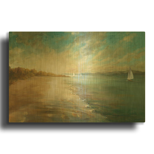 'Coastal Glow' By Danhui Nai Gold Metal Wall Art