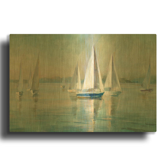 'Sailboats At Sunrise' By Danhui Nai Gold Metal Wall Art
