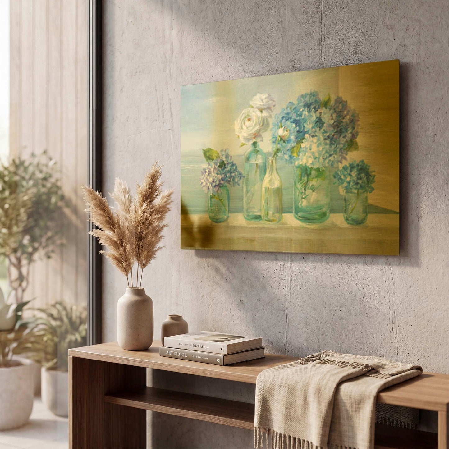 'A Beautiful Day at the Beach' By Danhui Nai Gold Metal Wall Art
