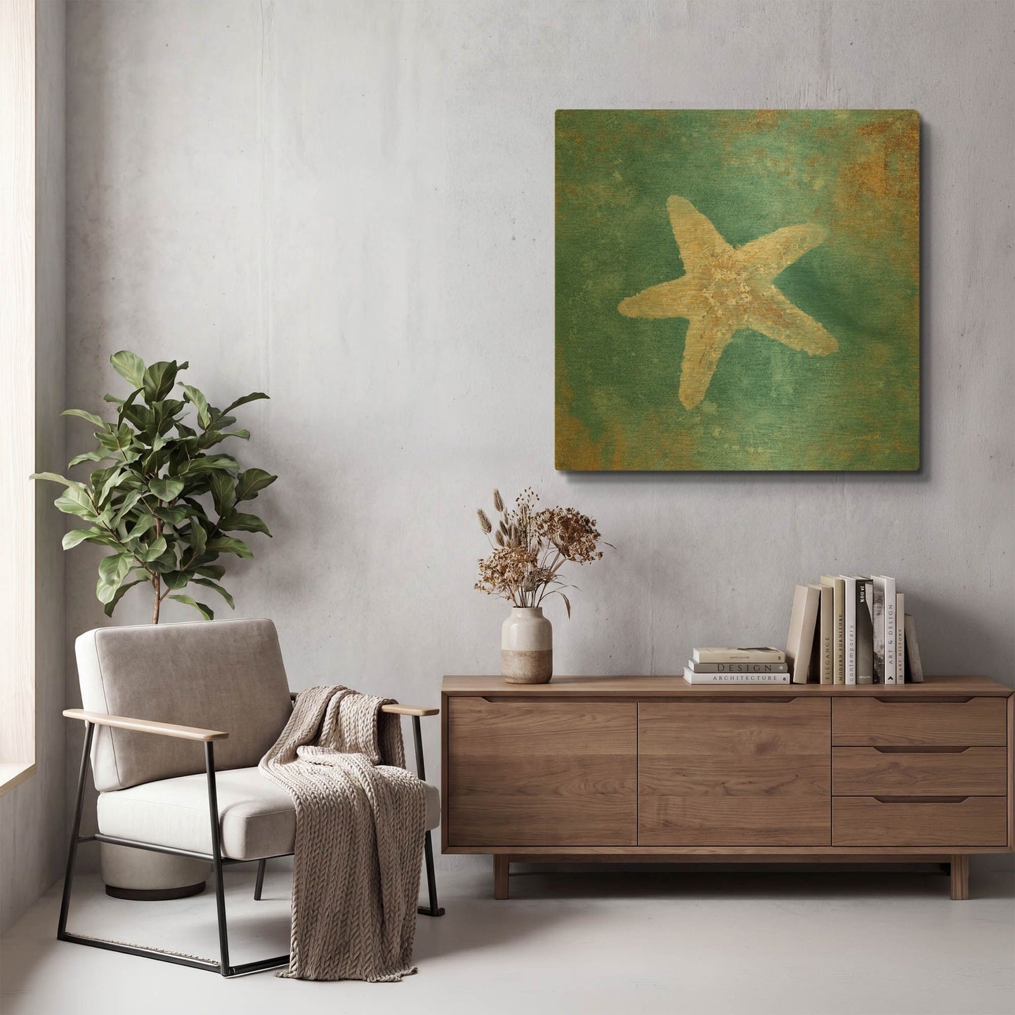 'Treasures From The Sea IV' By Danhui Nai Gold Metal Wall Art