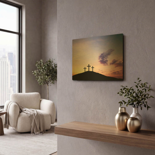 'Three Crosses,' By LUXE Gold Metal Wall Art