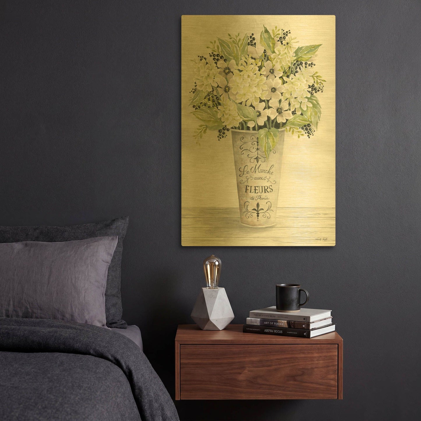 'French Floral I' By Cindy Jacobs Gold Metal Wall Art