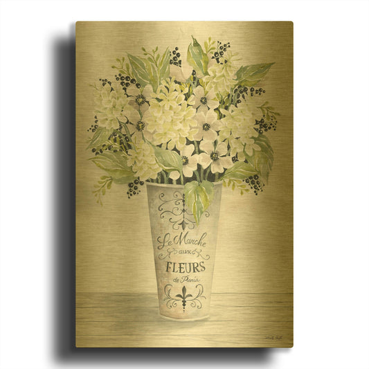 'French Floral I' By Cindy Jacobs Gold Metal Wall Art