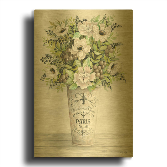 'French Floral II' By Cindy Jacobs Gold Metal Wall Art