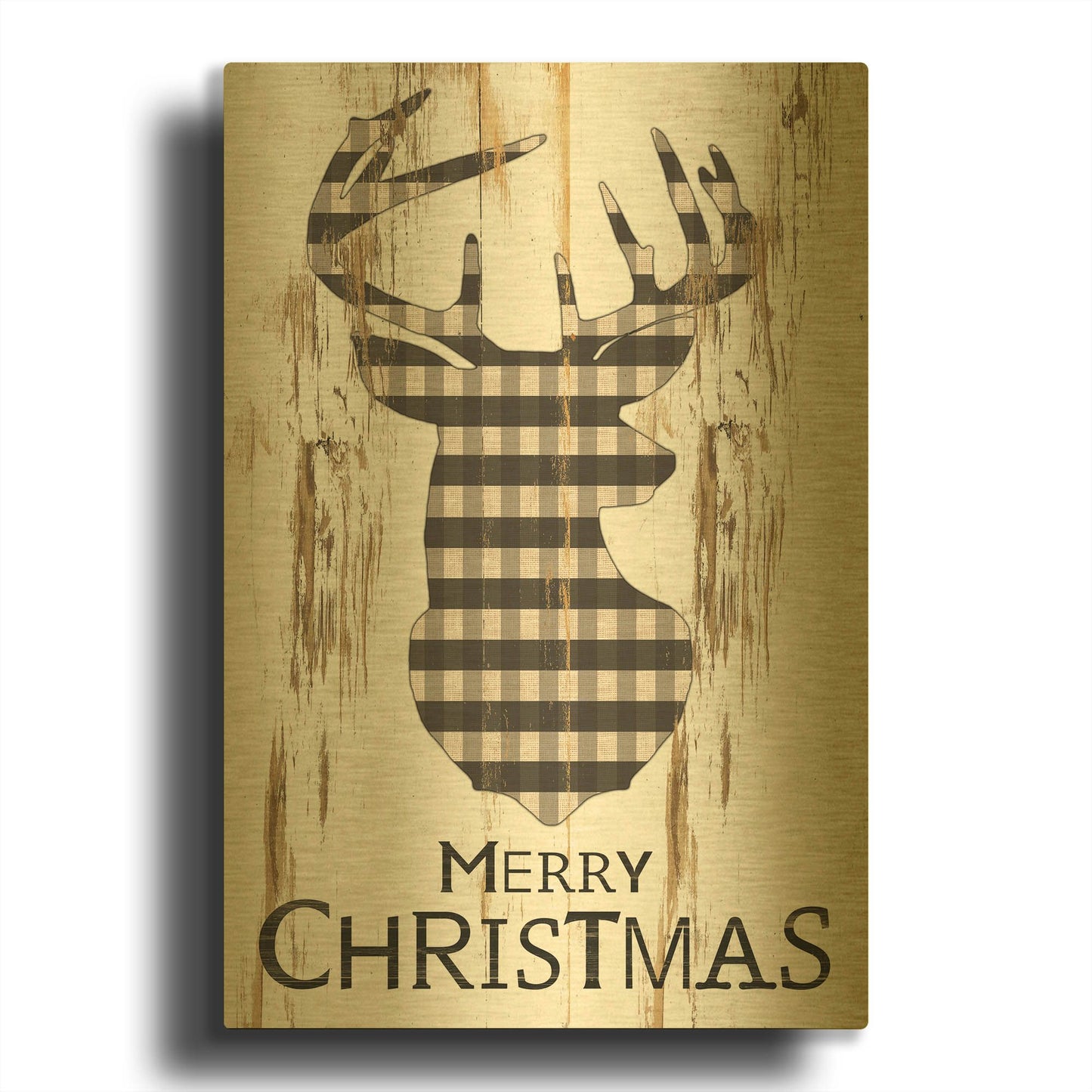 'Merry Christmas Deer' By Cindy Jacobs Gold Metal Wall Art