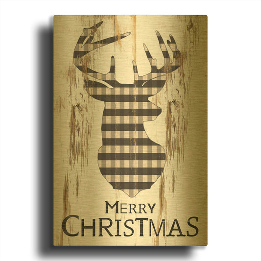 'Merry Christmas Deer' By Cindy Jacobs Gold Metal Wall Art