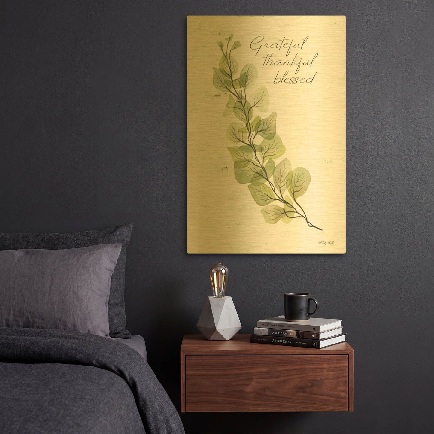 'Grateful Thankful Blessed' By Cindy Jacobs Gold Metal Wall Art