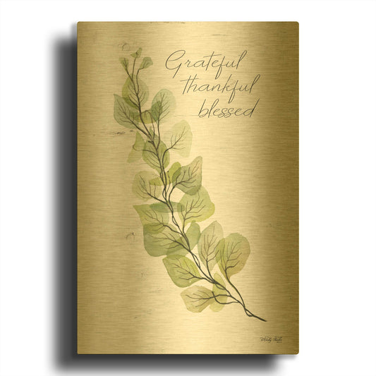 'Grateful Thankful Blessed' By Cindy Jacobs Gold Metal Wall Art
