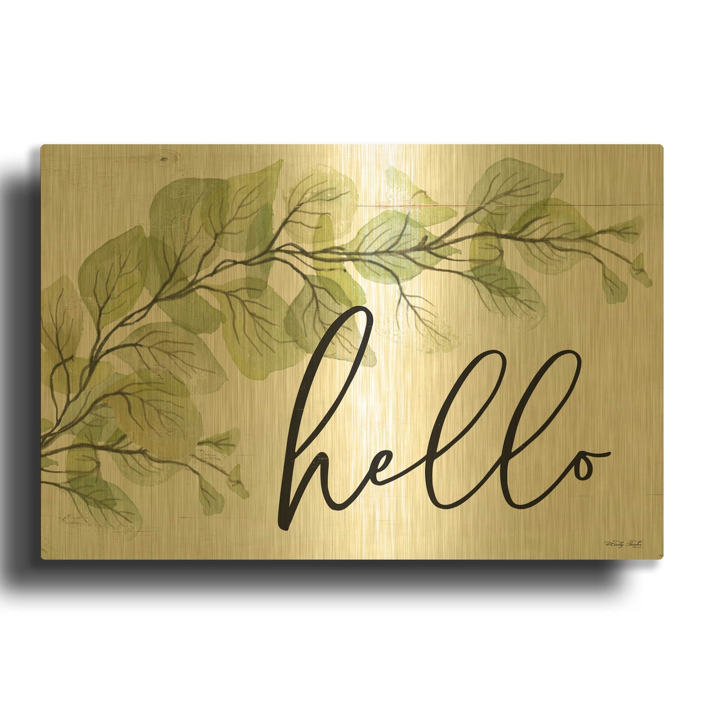 'Hello' By Cindy Jacobs Gold Metal Wall Art