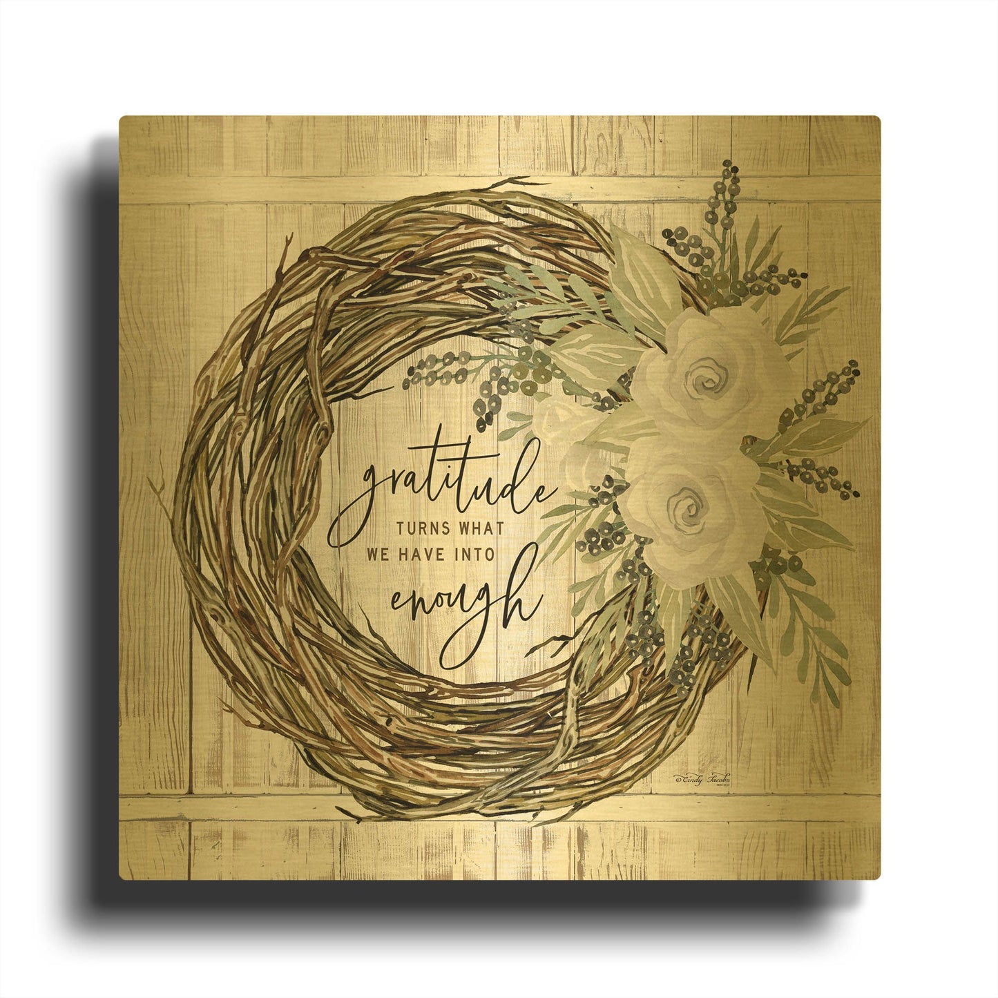 'Gratitude Wreath' By Cindy Jacobs Gold Metal Wall Art