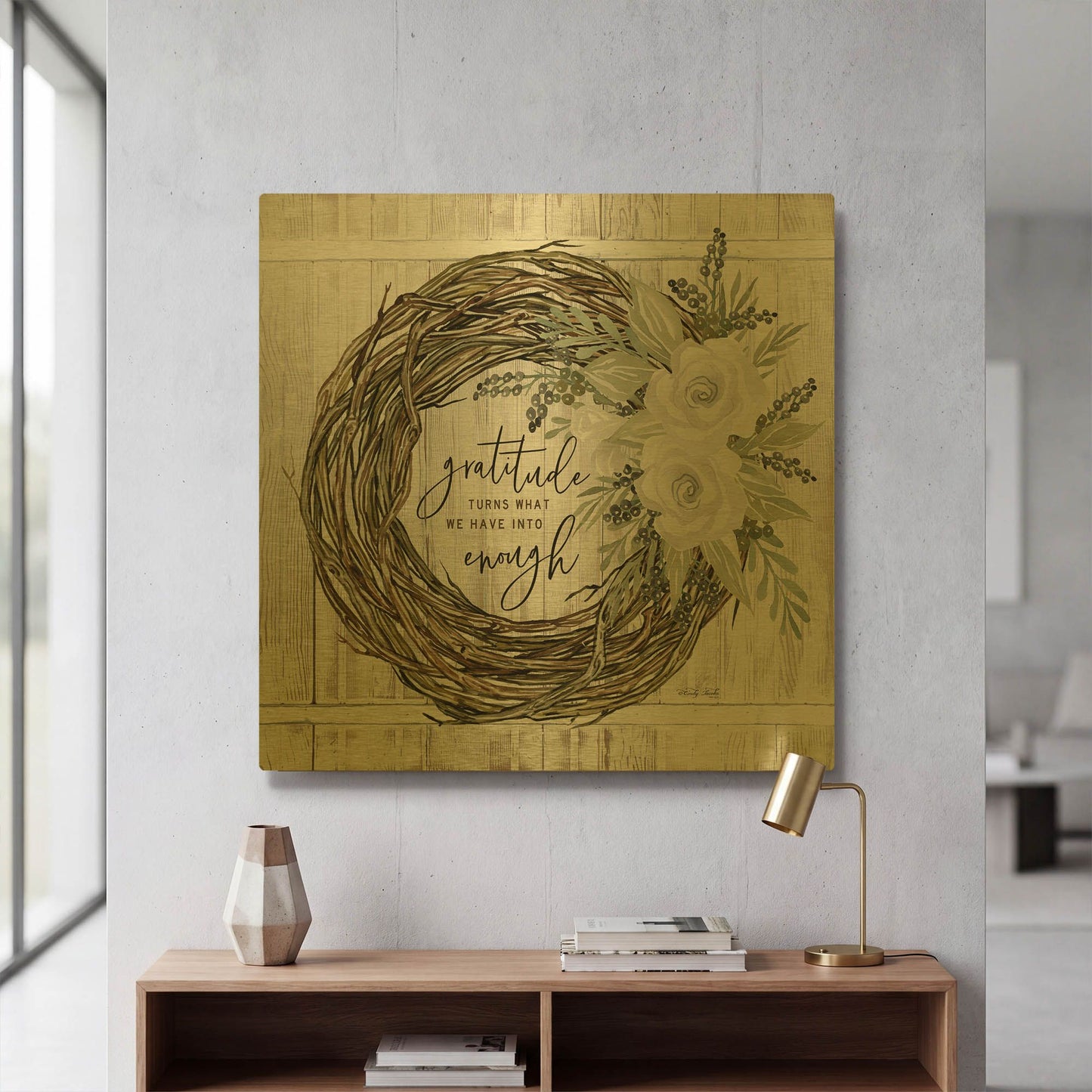 'Gratitude Wreath' By Cindy Jacobs Gold Metal Wall Art