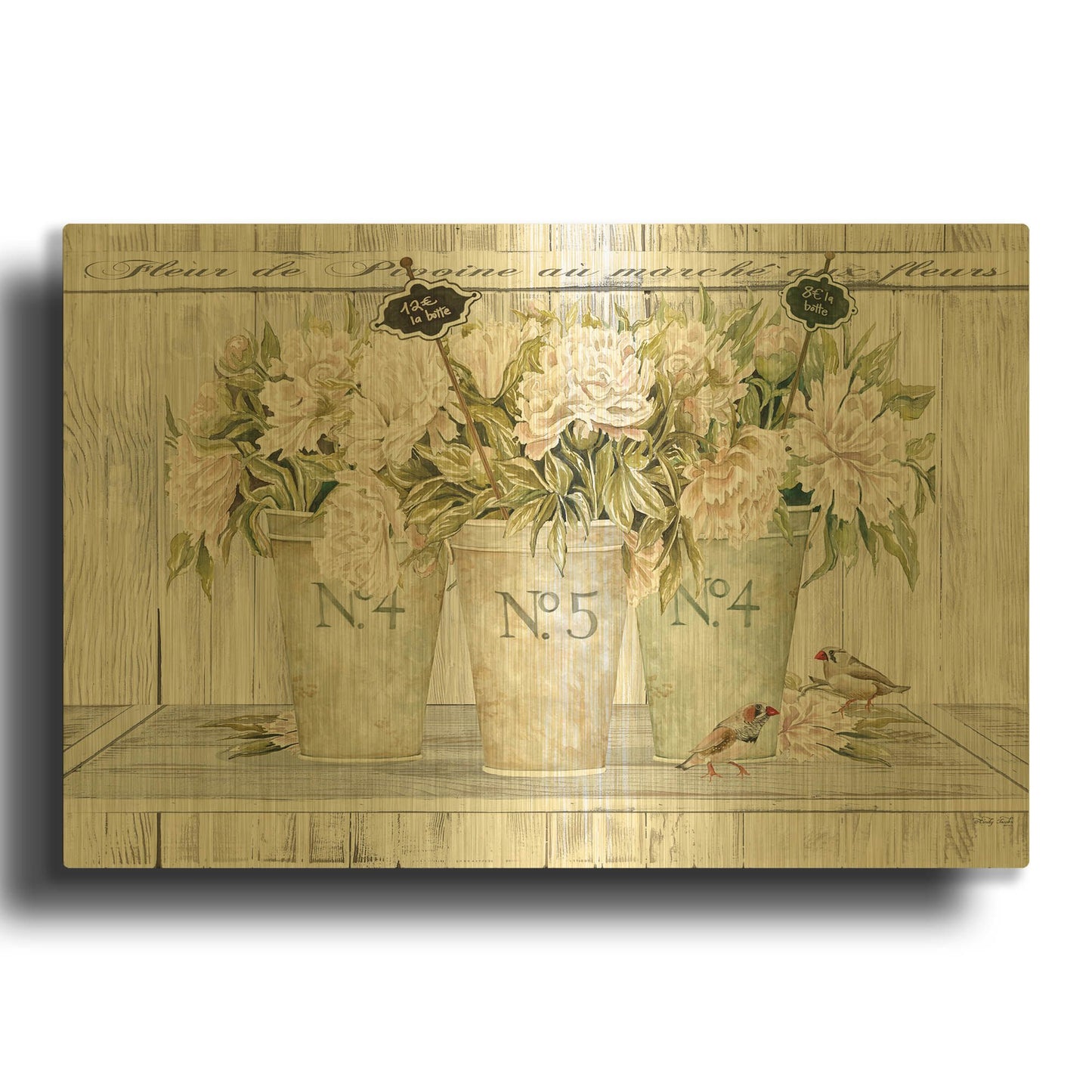 'French Peonies Still Life II' By Cindy Jacobs Gold Metal Wall Art