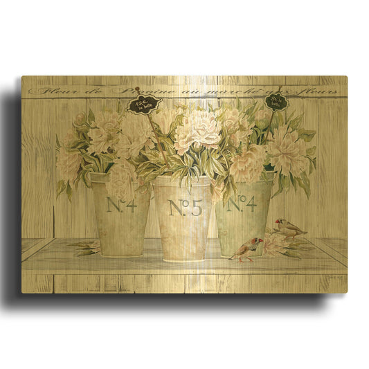 'French Peonies Still Life II' By Cindy Jacobs Gold Metal Wall Art