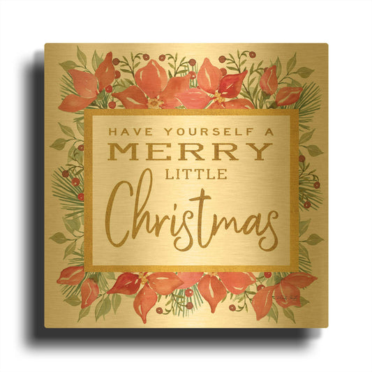 'Merry Little Christmas' By Cindy Jacobs Gold Metal Wall Art