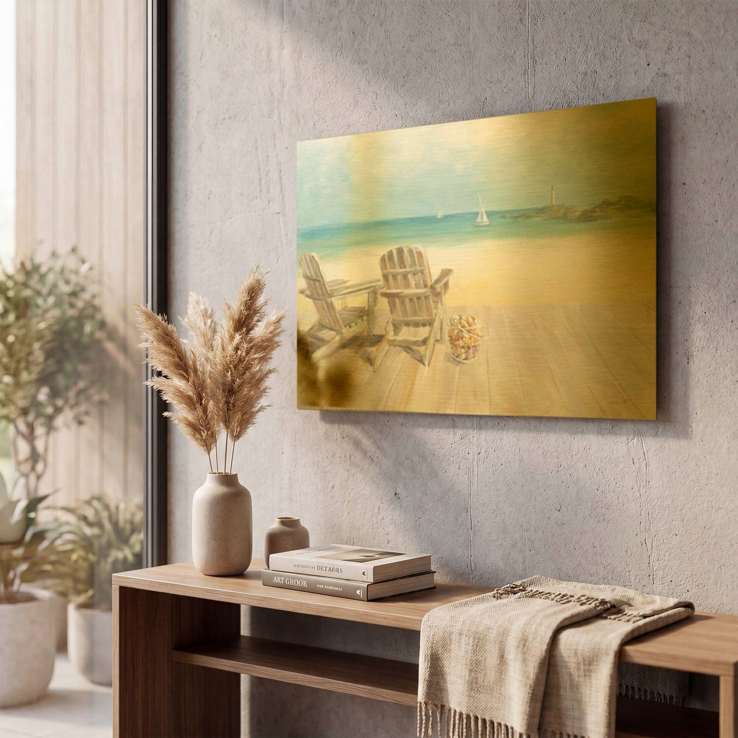'Danhui Nai-22708-32x24HR_Seaside Morning no Window' By Danhui Nai Gold Metal Wall Art