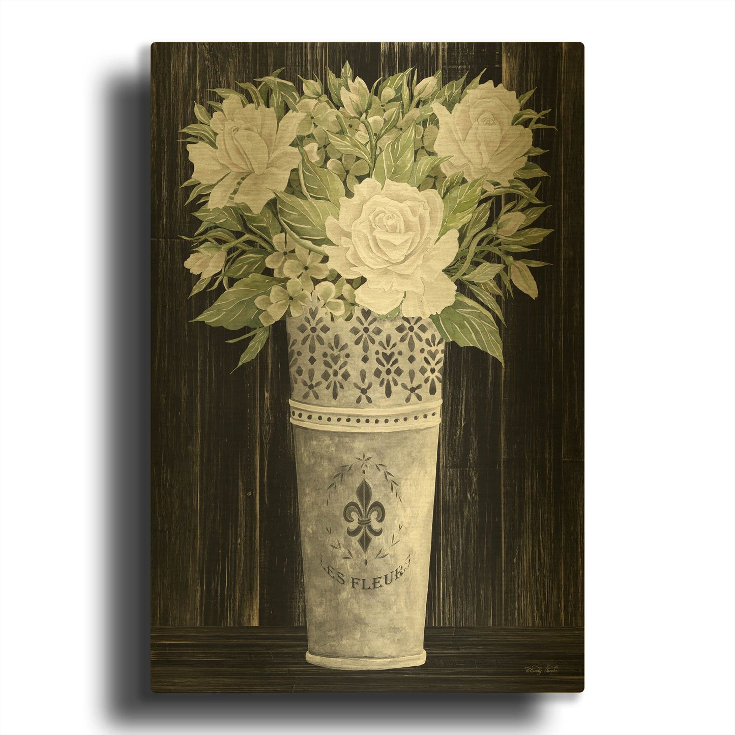 'Punched Tin Floral III' By Cindy Jacobs Gold Metal Wall Art