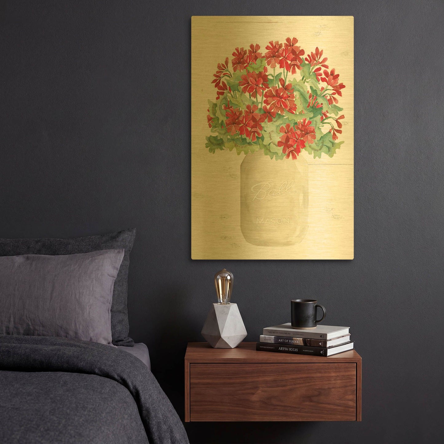 'Patriotic White Jar' By Cindy Jacobs Gold Metal Wall Art