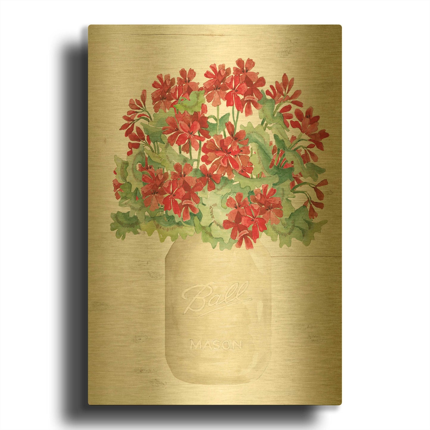 'Patriotic White Jar' By Cindy Jacobs Gold Metal Wall Art