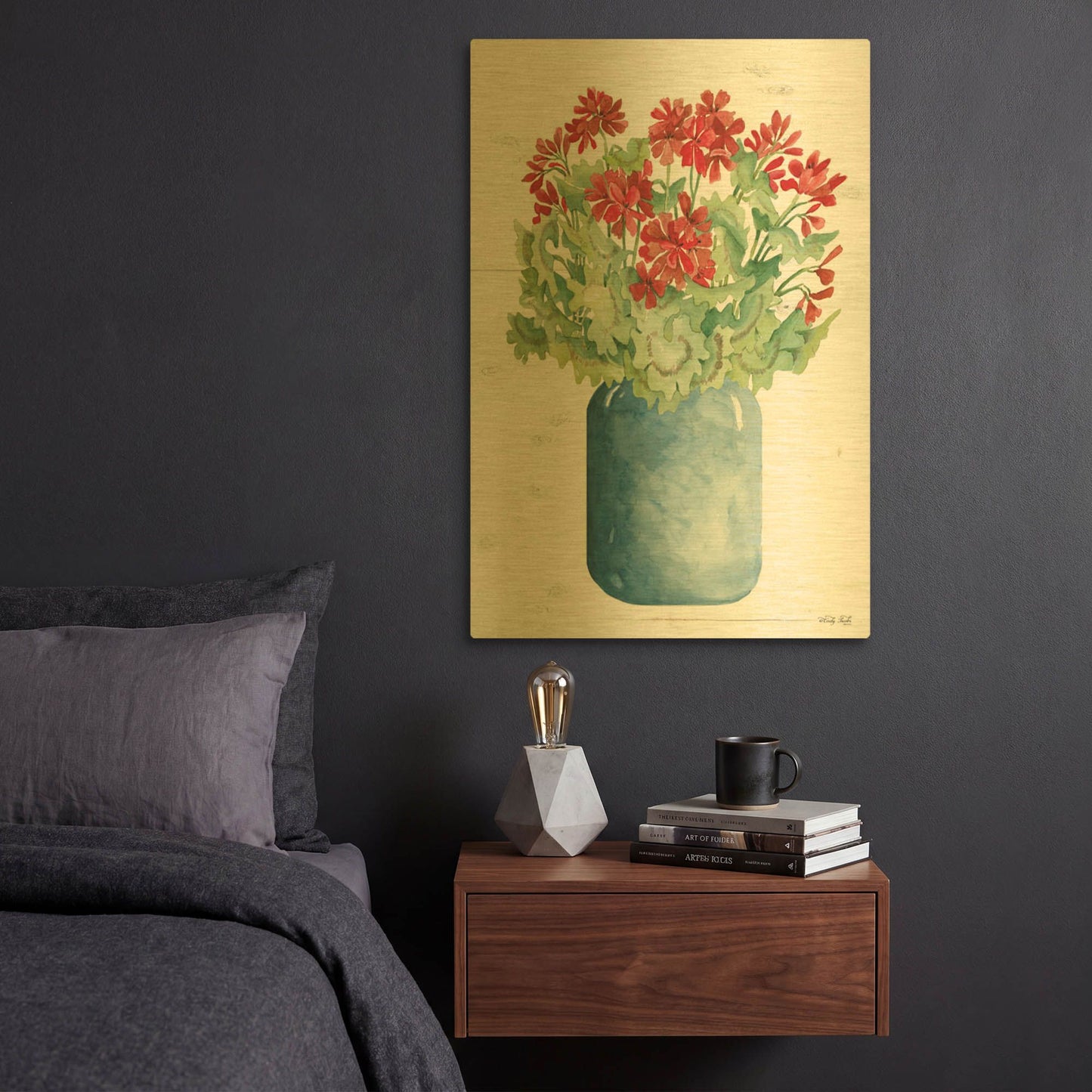 'Patriotic Blue Jar' By Cindy Jacobs Gold Metal Wall Art