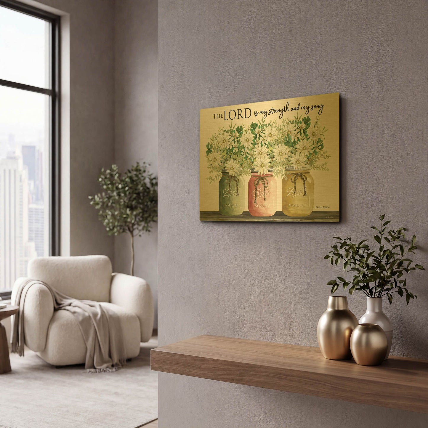 'The Lord is My Strength and My Song' By Cindy Jacobs Gold Metal Wall Art