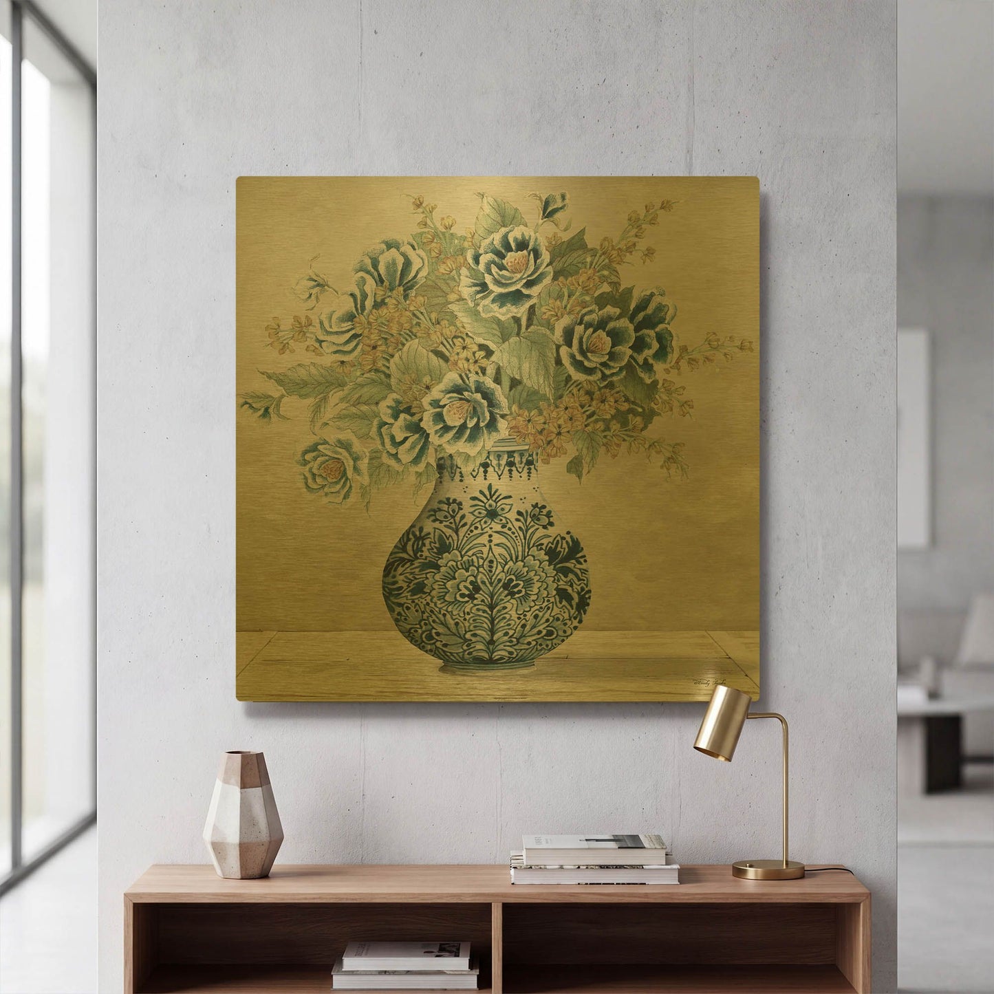 'Feeling Blue I' By Cindy Jacobs Gold Metal Wall Art