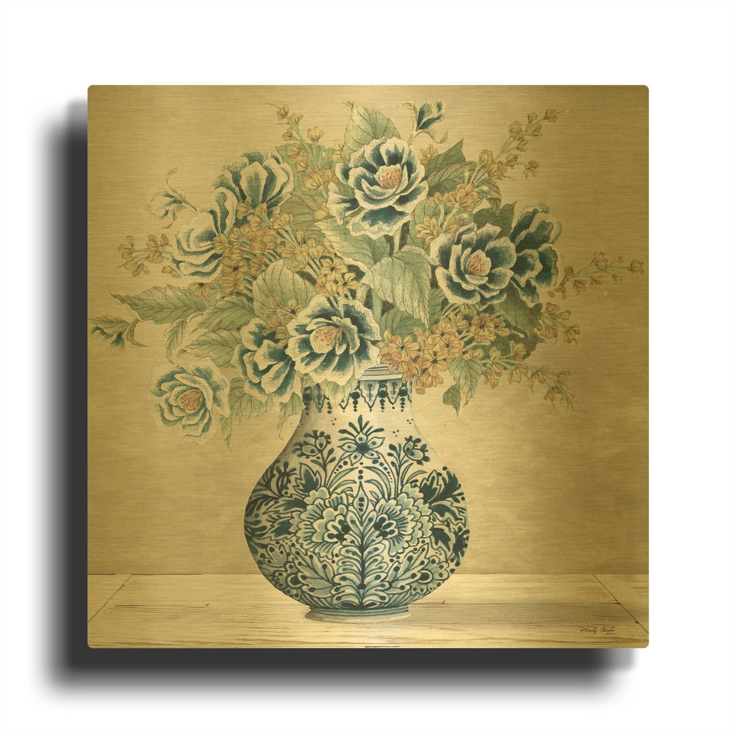 'Feeling Blue I' By Cindy Jacobs Gold Metal Wall Art