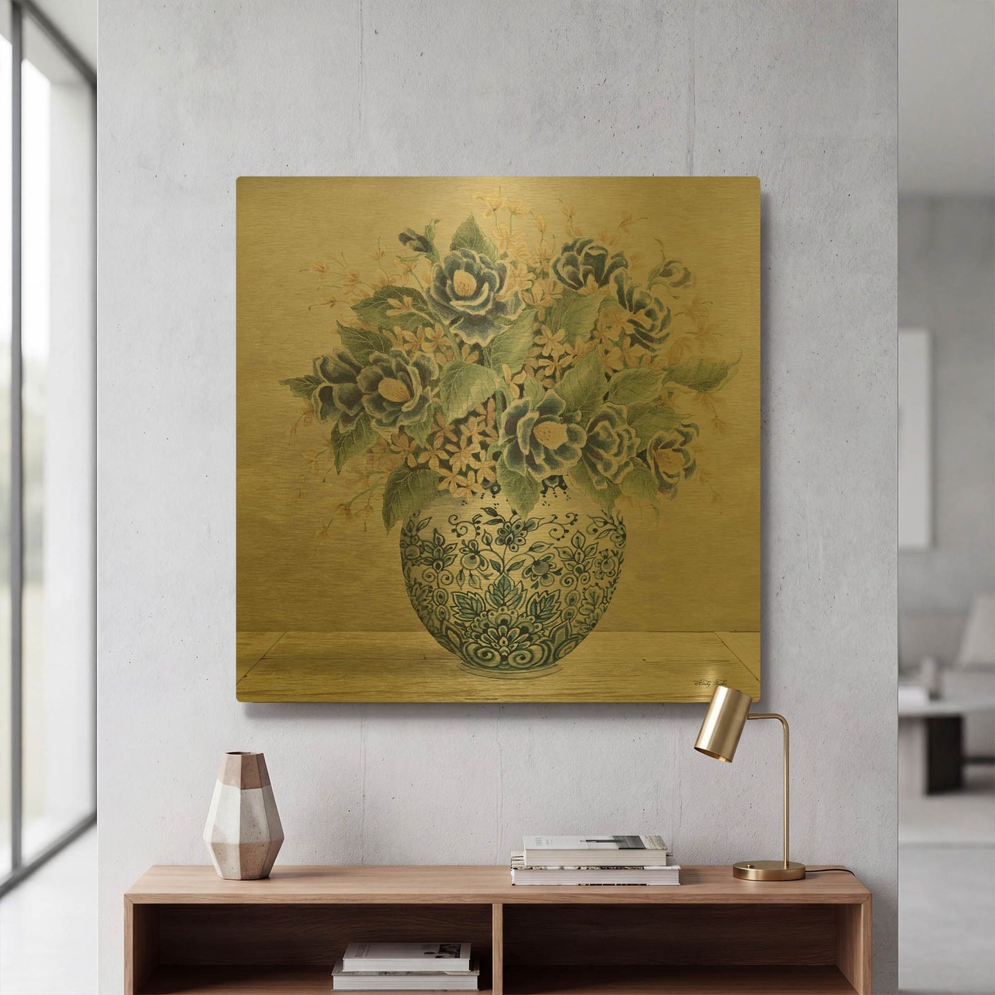 'Feeling Blue II' By Cindy Jacobs Gold Metal Wall Art