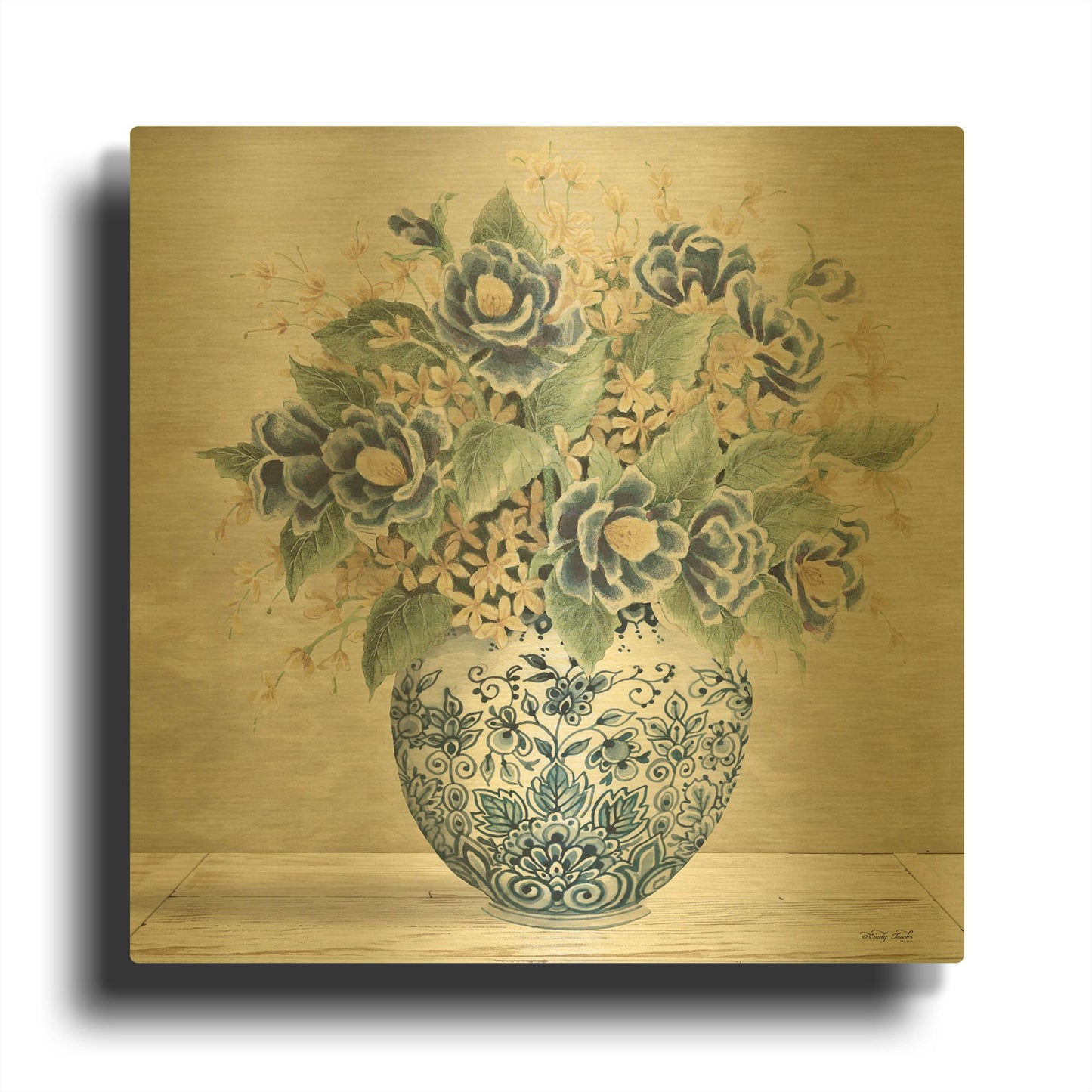 'Feeling Blue II' By Cindy Jacobs Gold Metal Wall Art