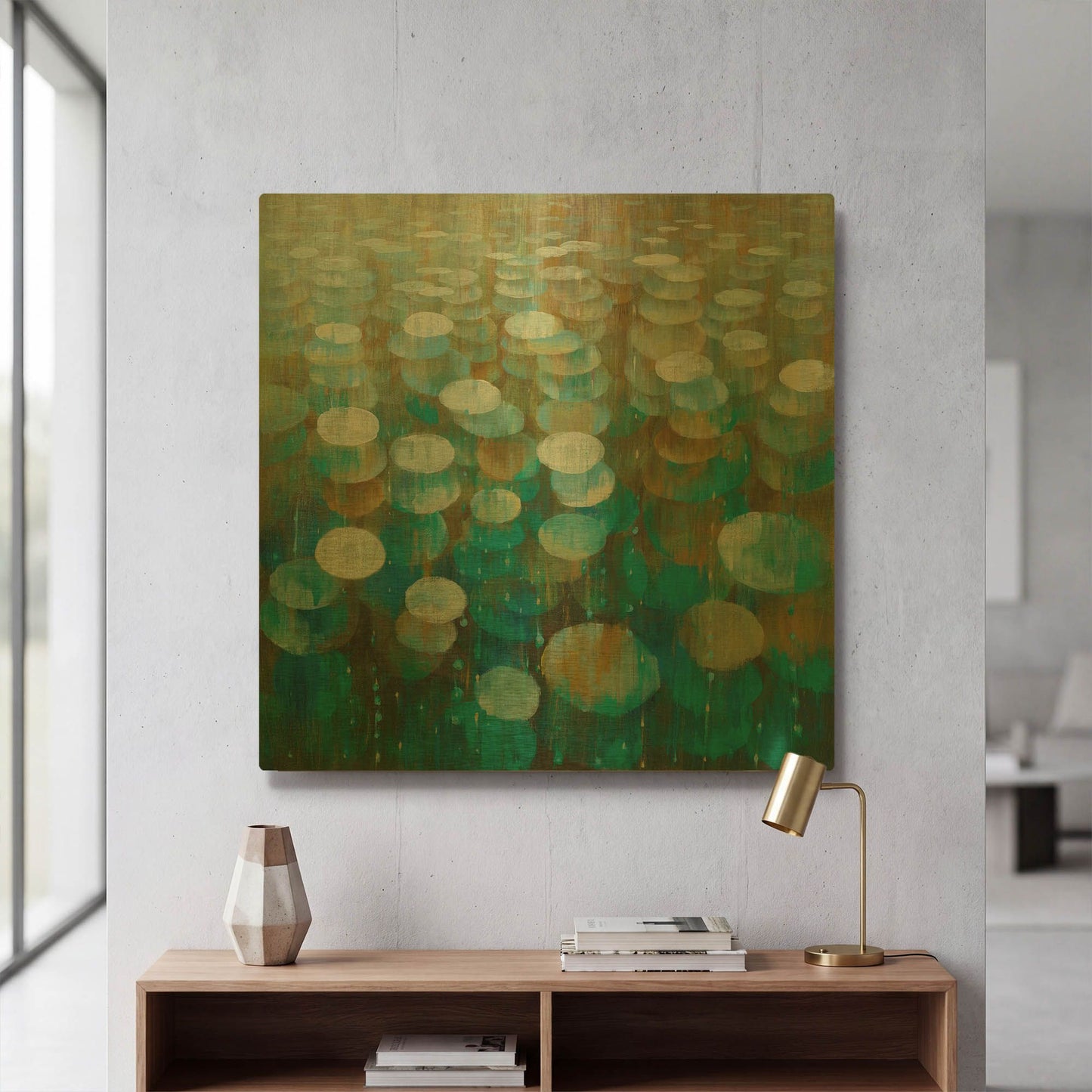 'Rain Drops' By Danhui Nai Gold Metal Wall Art
