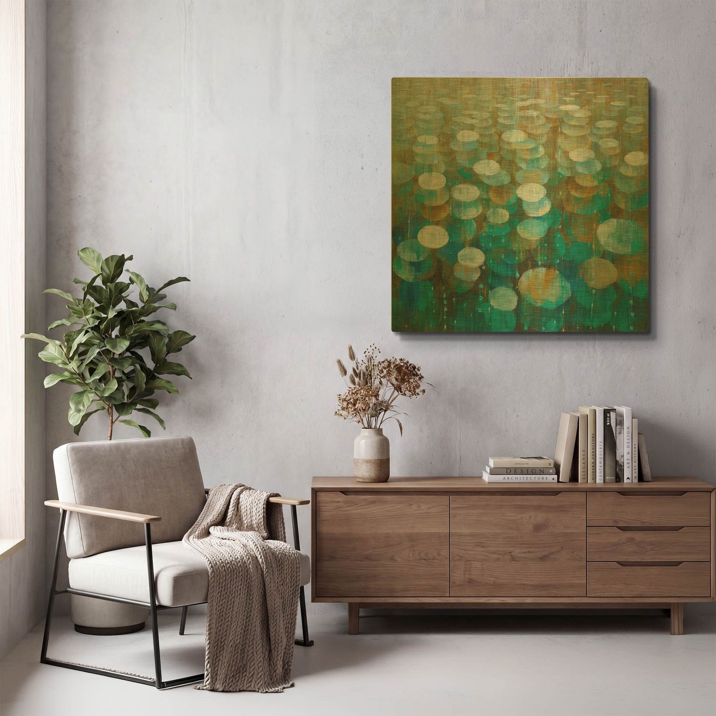 'Rain Drops' By Danhui Nai Gold Metal Wall Art