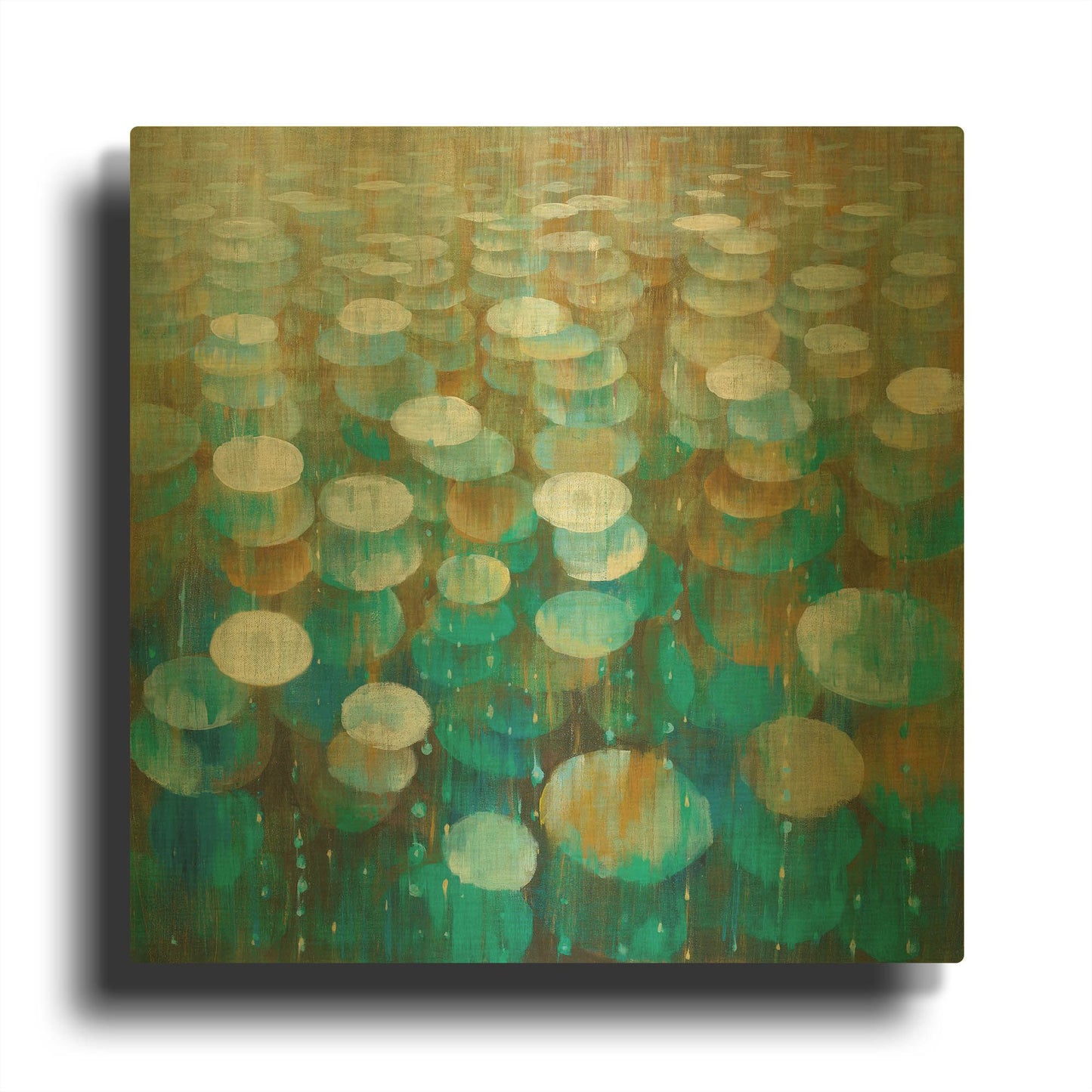 'Rain Drops' By Danhui Nai Gold Metal Wall Art