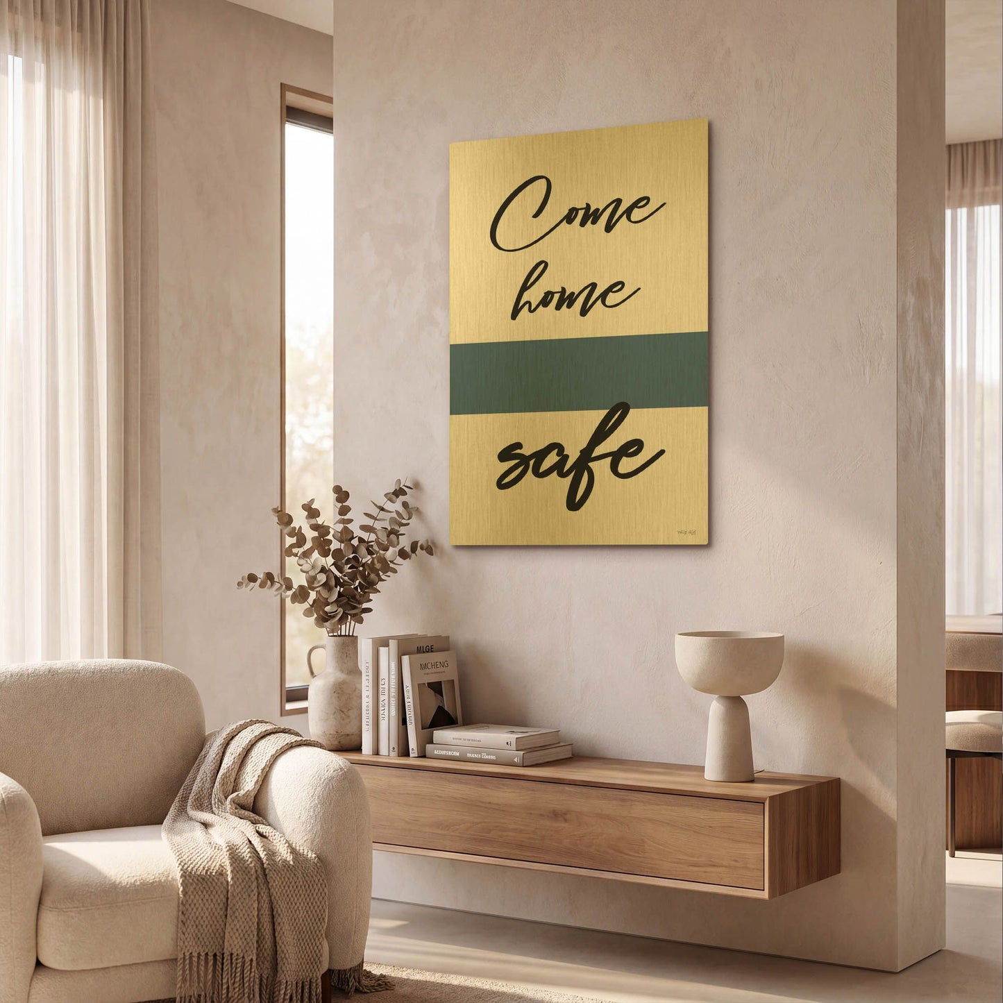 'Come Home Safe' By Cindy Jacobs Gold Metal Wall Art