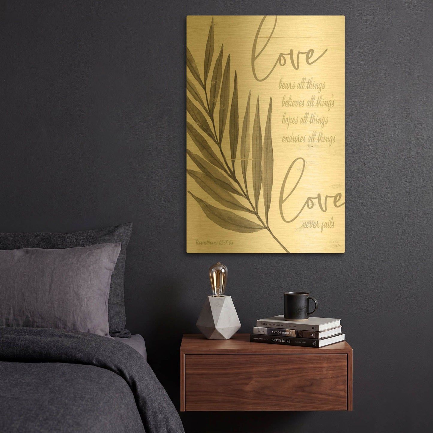 'Love Never Fails 2' By Cindy Jacobs Gold Metal Wall Art