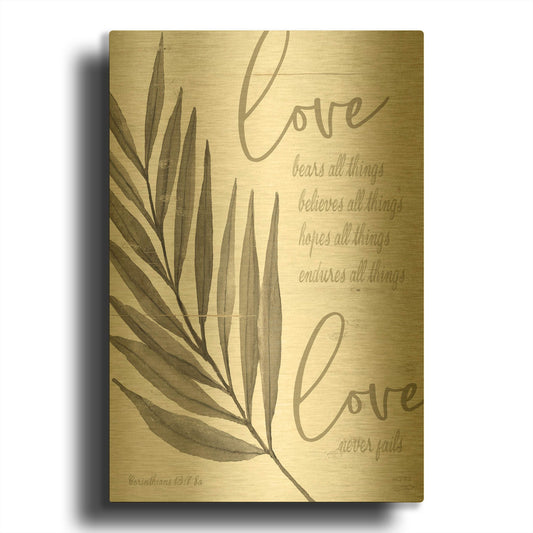 'Love Never Fails 2' By Cindy Jacobs Gold Metal Wall Art