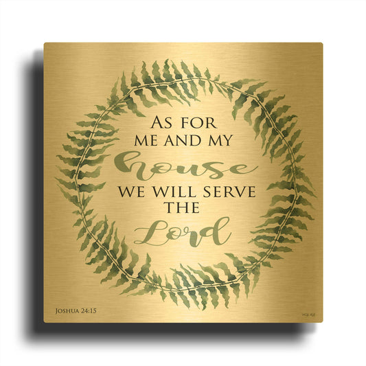 'As For Me and My House Wreath' By Cindy Jacobs Gold Metal Wall Art
