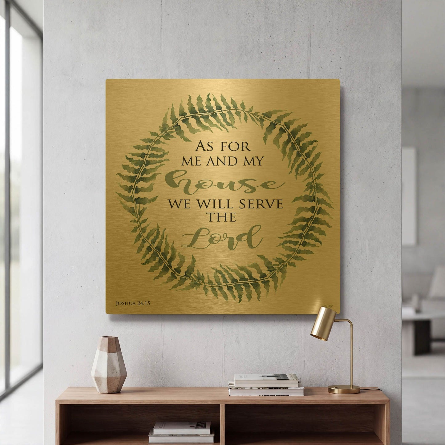 'As For Me and My House Wreath' By Cindy Jacobs Gold Metal Wall Art