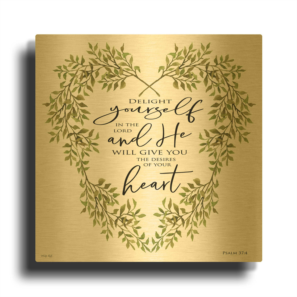 'Delight Yourself Heart Wreath' By Cindy Jacobs Gold Metal Wall Art
