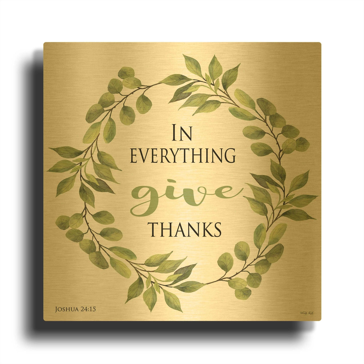 'In Everything Give Thanks Wreath' By Cindy Jacobs Gold Metal Wall Art