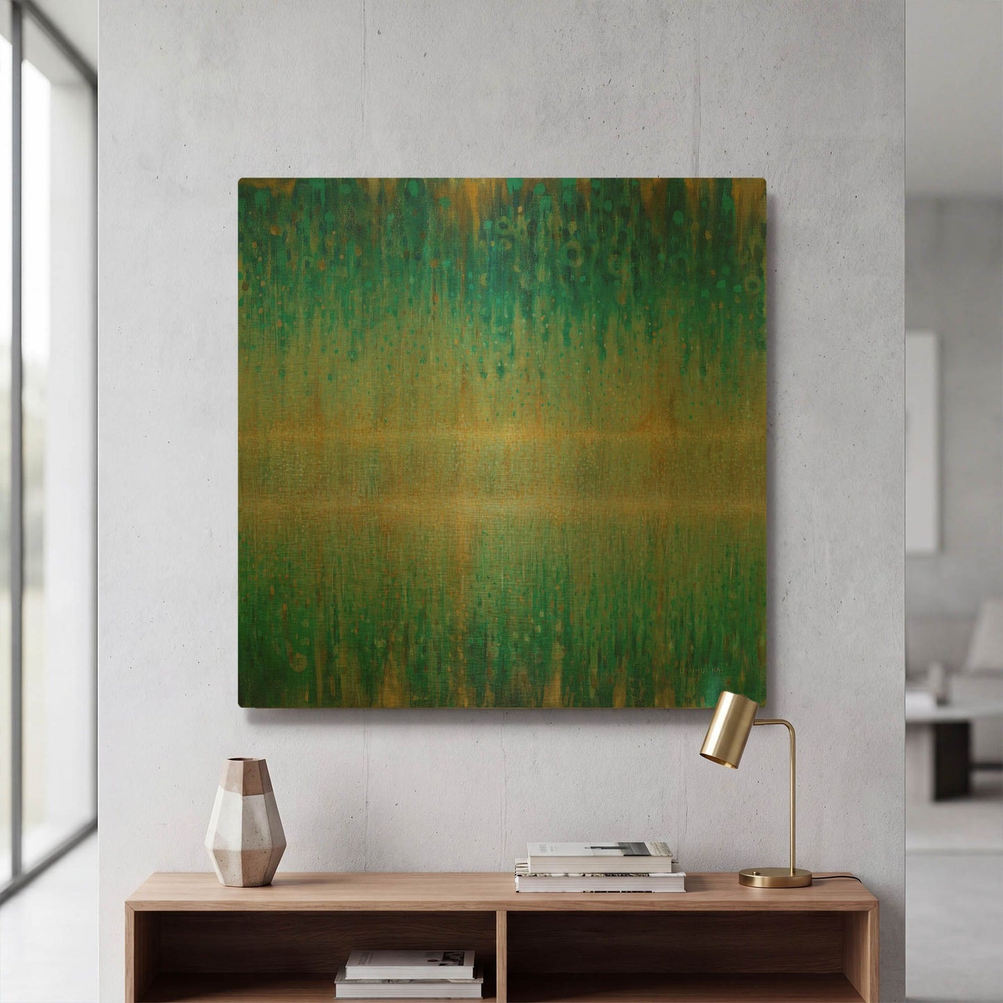 'Rain Abstract I' By Danhui Nai Gold Metal Wall Art